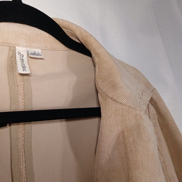ST. JOHN'S BAY CORDUROY CREAMY BEIGE BLAZER LARGE BUTTON DOWN CLOSURE & POCKETS - Picture 5 of 15